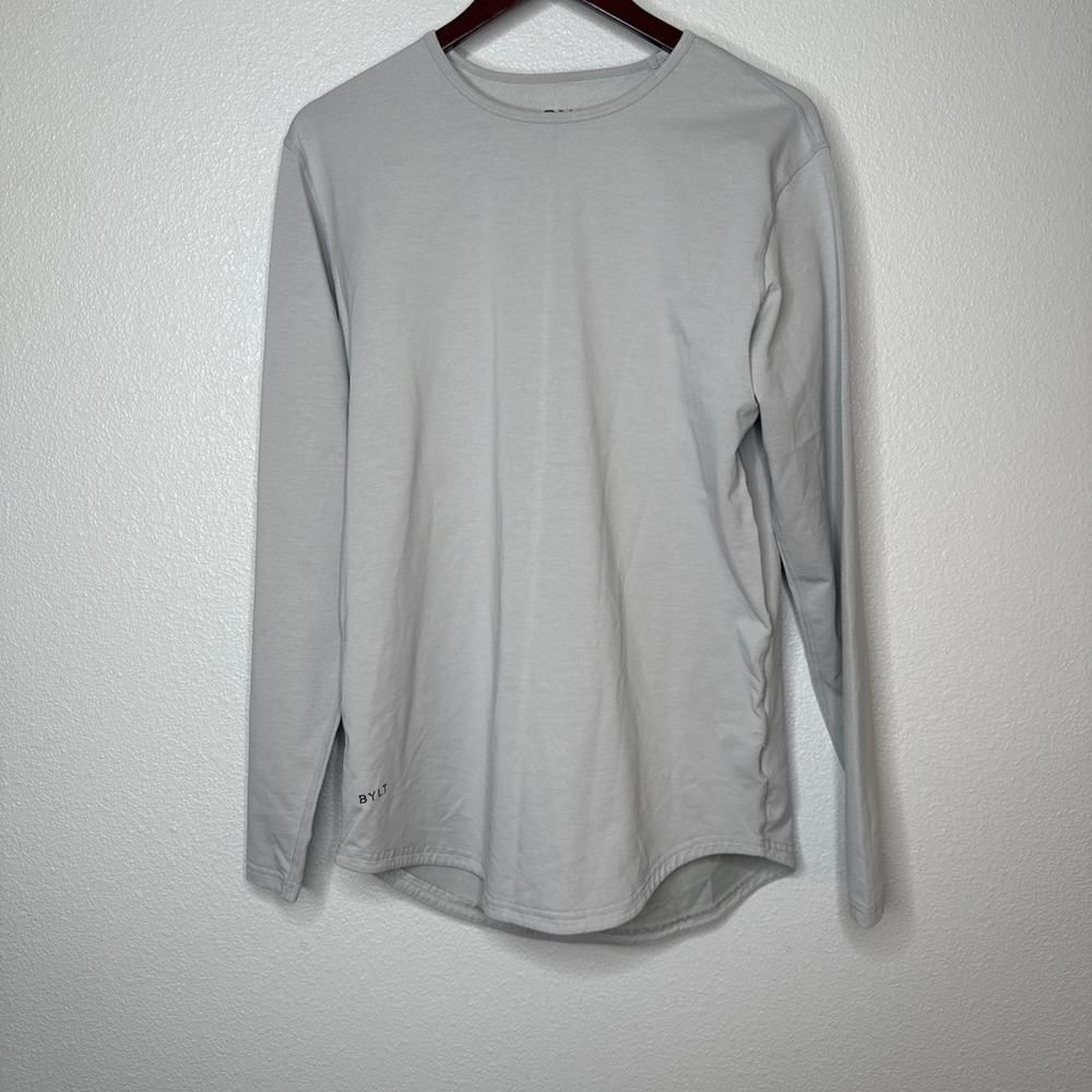 BYLT Drop Cut Lux Premium Basics Crewneck Long Sleeve Shirt Medium Gray Workwear
